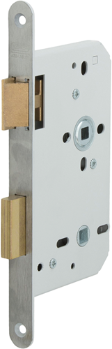 Nemef 644 serratura porta bagno WC | dm60mm | wc72mm | foro manovella 8mm | placca frontale in acciaio verniciato 20x235mm bombata | scrocco e catenaccio in ottone | dottor 2+4 - 9064404672