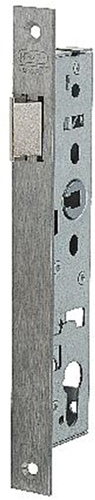 Cerradura de barril Nemef 9620 | dm25mm | agujero de manivela 8 mm | placa frontal acero inoxidable 24x245mm rectangular | pestillo de zamac niquelado | dr 1+3 2+4 - 9962107001