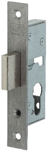 Cerradura para armario Nemef 9640 | dm40mm | placa frontal acero inoxidable 24x150mm rectangular | cerrojo de zamac niquelado | dr 1+2+3+4 - 9964407000