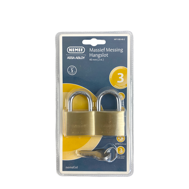 Lucchetto Nemef in ottone massiccio 40mm 2 pezzi