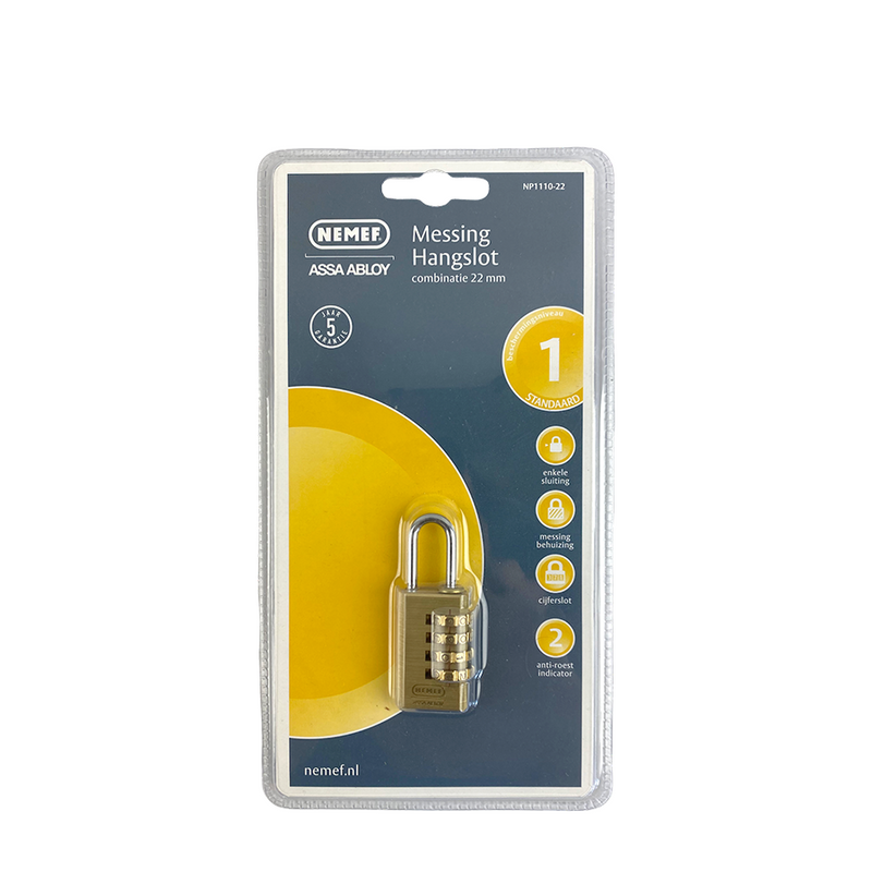 Lucchetto Nemef in ottone con combinazione 22mm