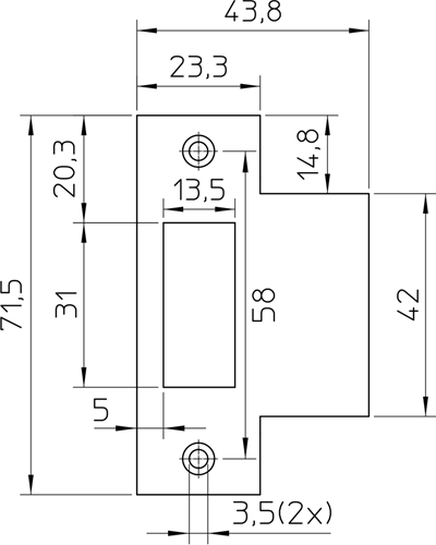 Cerradero Nemef p1255 | acero inoxidable 23,3x71,5mm rectangular m| dr 1+2+3+4 - 9125590170