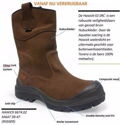 No risk werklaars hawick aqua-tex xw 1674.02 metaalvrij s3 | bruin | maat 48 - 00.071.011.48