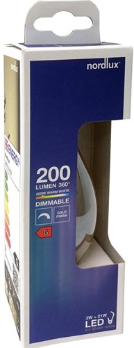 Nordlux Candela punta LED E14 3-21W 2200K filamento spirale oro dimmerabile - 2760020