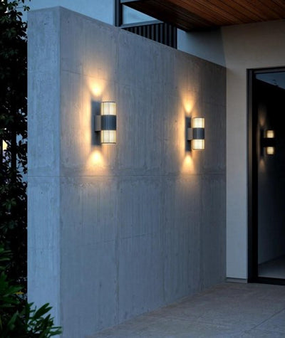 Nordlux lampada da parete aludra rotonda doppia 2x e27 argento antracite ip54 - 4800944