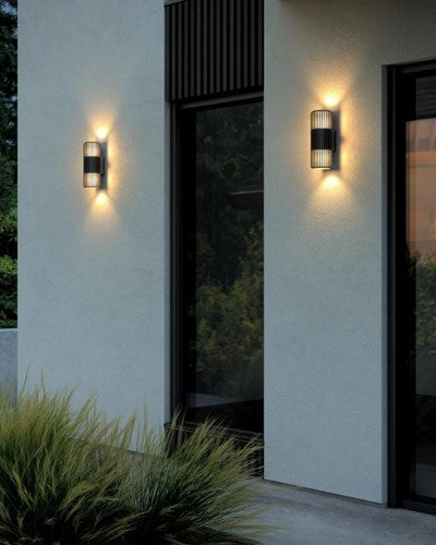 Nordlux lampada da parete aludra rotonda doppia 2x e27 nero ip54 - 4800943