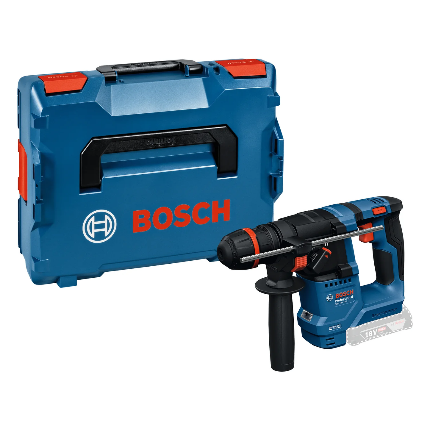 Taladro percutor inalámbrico profesional Bosch gbh 18v-18 x azul | un solo tiro | excluido baterias y cargador - 0611927102