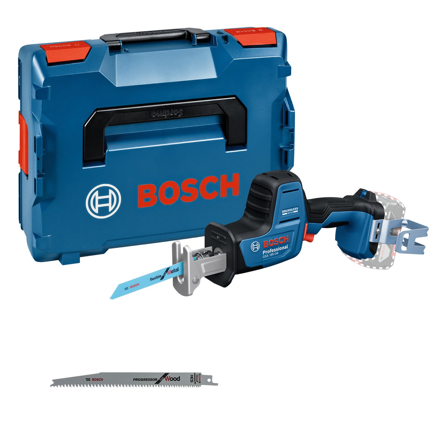 Sierra alternativa bosch azul gsa 18v-24 | solo en l-boxx | incluido hoja de sierra s922ef, s2345x, gancho | sin batería ni cargador - 06016a5101