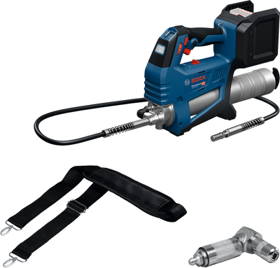 Pistola engrasadora inalámbrica bosch blue gfp 18v-10 | en solitario | incluido Acoplamiento 90 y bandolera | sin batería ni cargador - 06019n6000