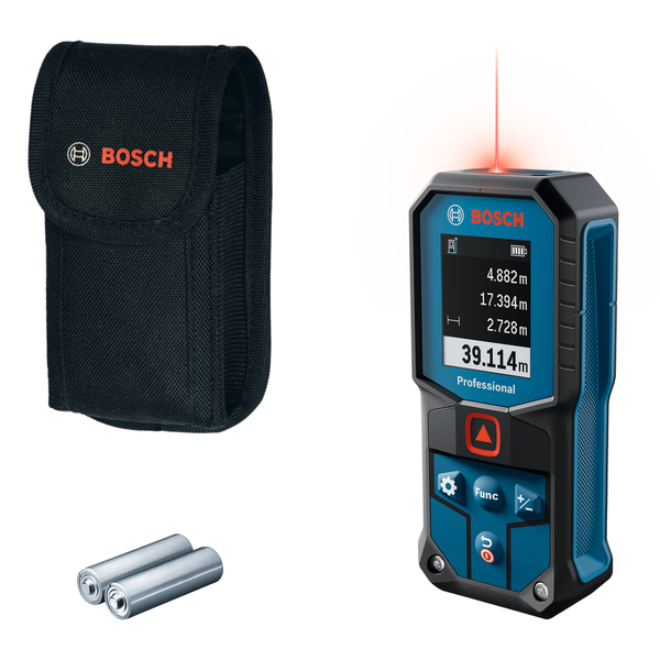 Telémetro láser bosch azul glm 40-31 | 2 baterías 1.5v lr6 (aa) + estuche de almacenamiento - 0601075000