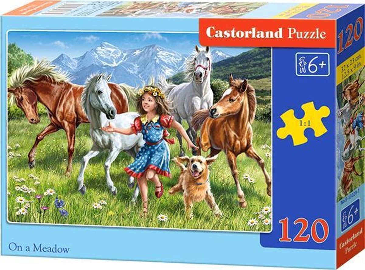 Castorland Puzzle Girl and Horses en Bergweide 120 piezas