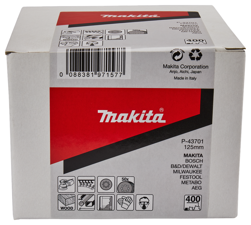 Makita accessoires schuurschijf 125mm k400 red velcro - p-43701 - p-43701