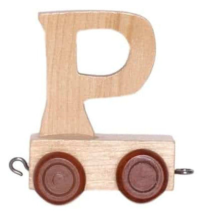 Lettera di legno P con ruote alte 6 cm