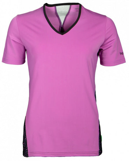 Camicia sportiva papillon Ladies poliestere elastano rosa nero Mt L