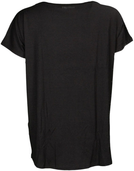Camicia sportiva di papillon Round Neck Ladies Black Size 3xl