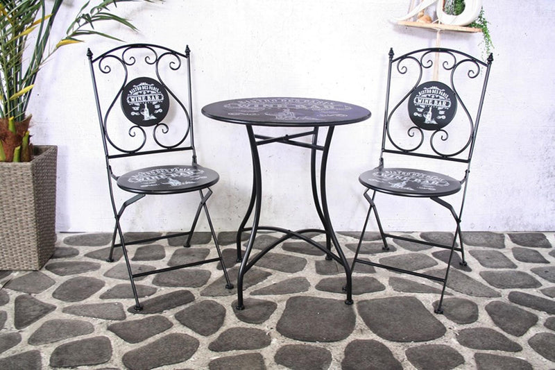 Set bistrot Sens Parigi 3 pezzi in metallo nero