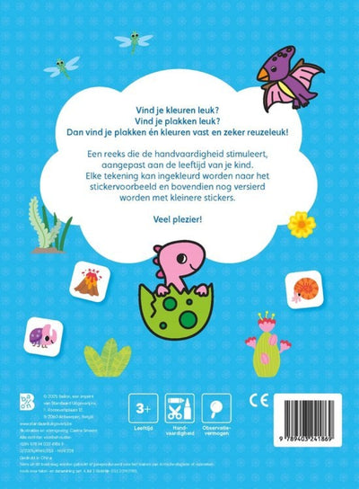 Editor estándar pegar y colorear dinosaurios de jardín para niños pequeños 2+