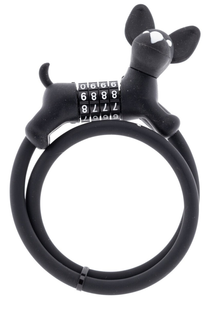 Lucchetto con cavo numerico Pexkids nero Flappie il cane da guardia in silicone