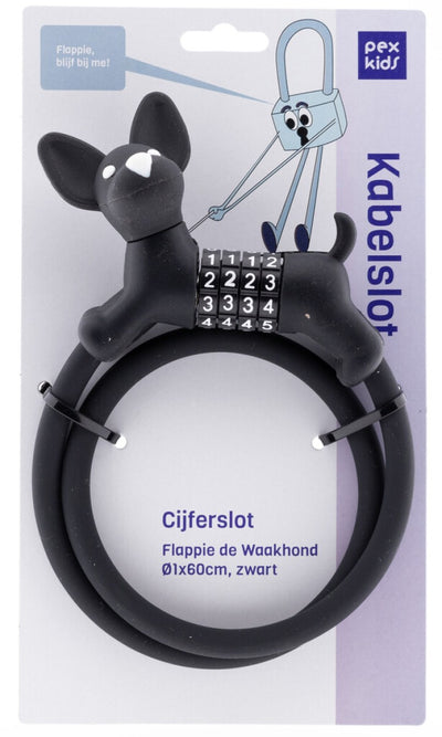 Pexkids kabelslot combo flappie de waakhond ø1x60cm, zwart