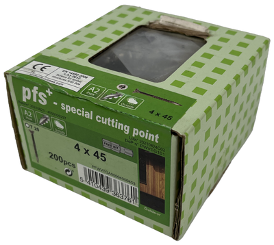Pgb-europe pfs+ | rvs spaanplaatschroef pfs+ vzk-t ø 4,0x45 a2 tx20 - 200 stuks - pfwvtga00004000453