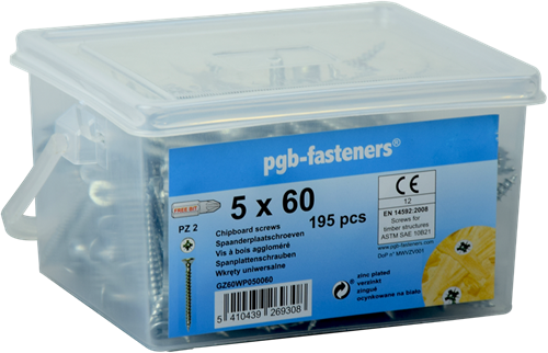 Pgb-europe pgb-fasteners | vite per truciolare ø 4x40 zn secchio 455 | 455 pz - gz60wp040040