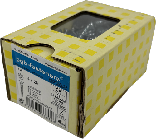 Pgb-fasteners universal chipboard screw vk-t full thread countersunk head ø4.0x20 zn tx20 ​​| 200 pcs | pgwvtv001004000203