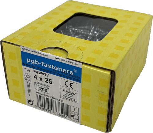 Pgb-fasteners vite universale per truciolare vk-t filetto totale testa svasata ø4,0x25 zn tx20 ​​| 200 pezzi | pgwvtv001004000253