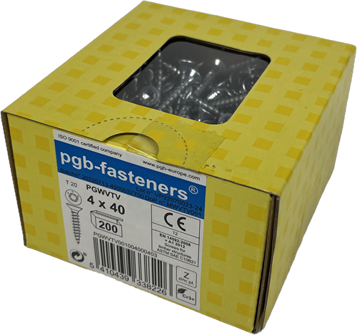 Pgb-fasteners tornillo universal para aglomerado vk-t rosca completa cabeza avellanada ø4.0x40 zn tx20 ​​| 200 piezas | pgwvtv001004000403