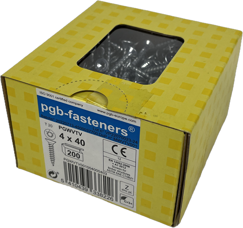 Pgb-fasteners vite universale per truciolare vk-t filetto totale testa svasata ø4,0x40 zn tx20 ​​| 200 pezzi | pgwvtv001004000403