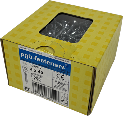 Pgb-fasteners universal chipboard screw vk-t full thread countersunk head ø4.0x40 zn tx20 ​​| 200 pcs | pgwvtv001004000403