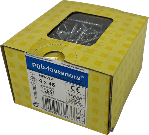 Pgb-fasteners tornillo universal para aglomerado vk-t rosca completa cabeza avellanada ø4.0x45 zn tx20 ​​| 200 piezas | pgwvtv001004000453
