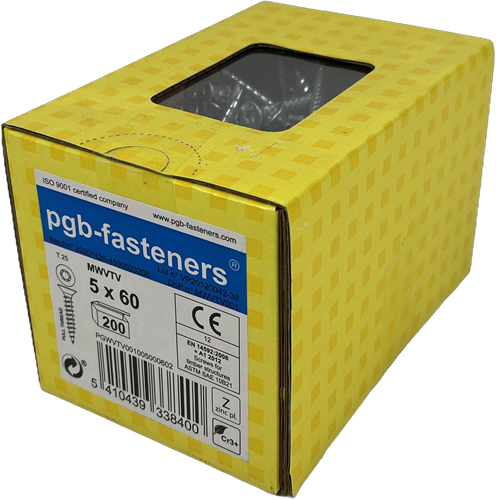 Pgb-fasteners tornillo universal para aglomerado vk-t rosca completa cabeza avellanada ø5.0x60 zn tx20 ​​| 200 piezas | pgwvtv001005000602