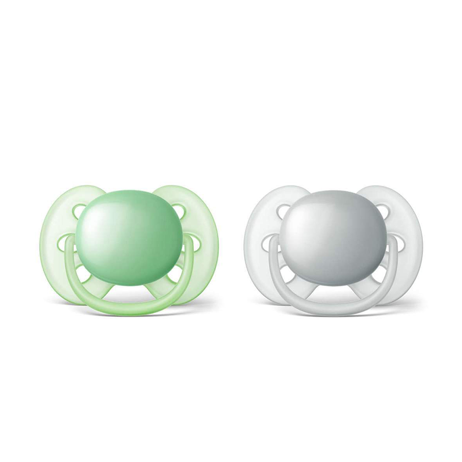 Ciuccio Philips Avent Ultra Soft grigio verde 2 pezzi