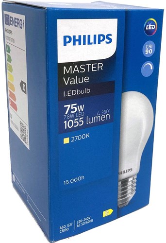 Lampadina led Philips master vle 7.8w 927 e27 opaca dimmerabile | 10 pezzi