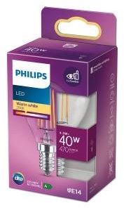 Philips led kogel e14 4,3-40w 2700k filament helder blister - 5101512