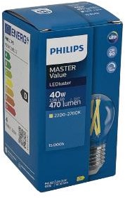 Philips LED bullet E27 3,4-40W filamento trasparente dimtone - LED3747