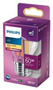 Philips led lamp - kogellamp met e27 fitting - warmwit licht: 2700k - 60w - helder glas