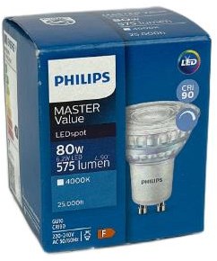 Philips LED spot gu10 6.2-80w 4000k dimmable - led3454