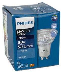 Philips LED spot gu10 6.2-80w 6500k dimmable - led3455