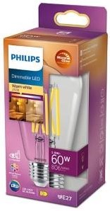 Philips LED ST64 E27 5.9-60W filament clear warm glow blister - 5102586