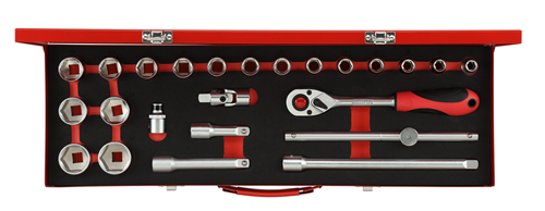 Set di dops rosso gedore 1 2 pollici SW 10-32 mm in argento 24 pezzi