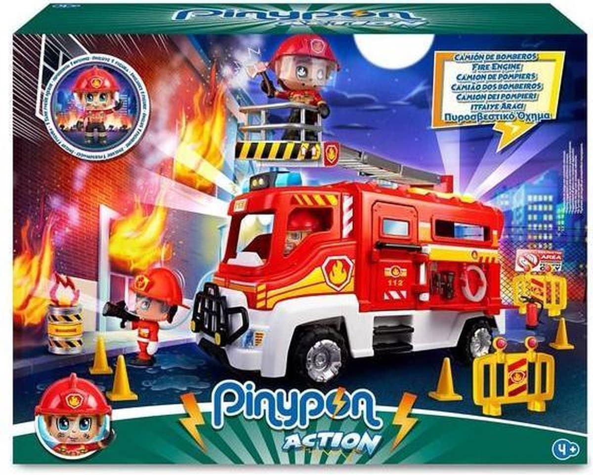 Pinypon Fire Brigade Car con figura de juego como bombero