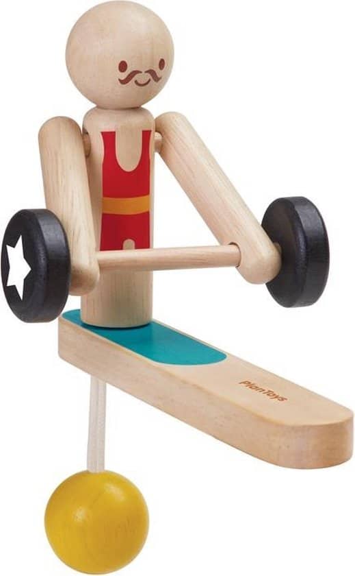 Oku Plan Toys Aprrobat de levantamiento de pesas de madera