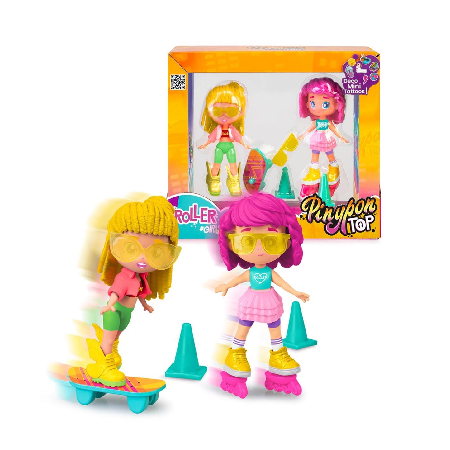 Pinypon set chicas top roller con tatuajes