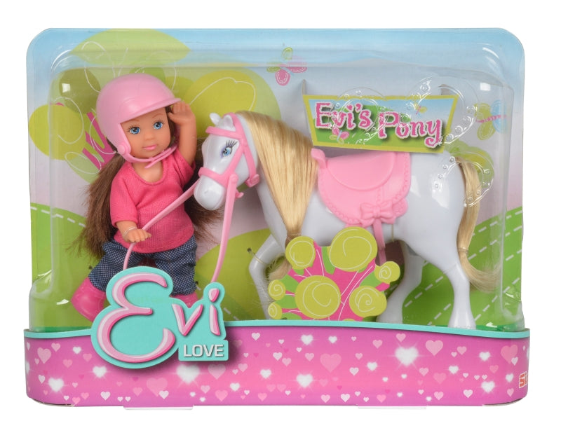 Diverse merken popje evi met pony (3 ass.)