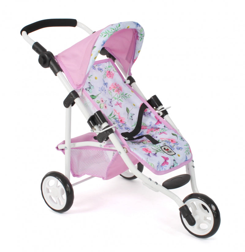 Cochecito para muñecas Bayer chic jogging lola (flores blanco rosa)