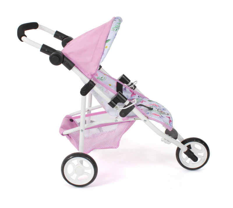 Cochecito para muñecas Bayer chic jogging lola (flores blanco rosa)
