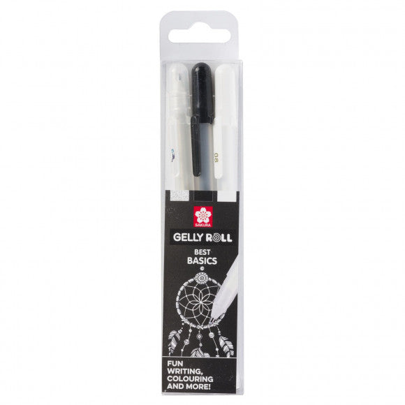 Sakura • bolígrafo de gel gelly roll negro, blanco transparente 3 piezas