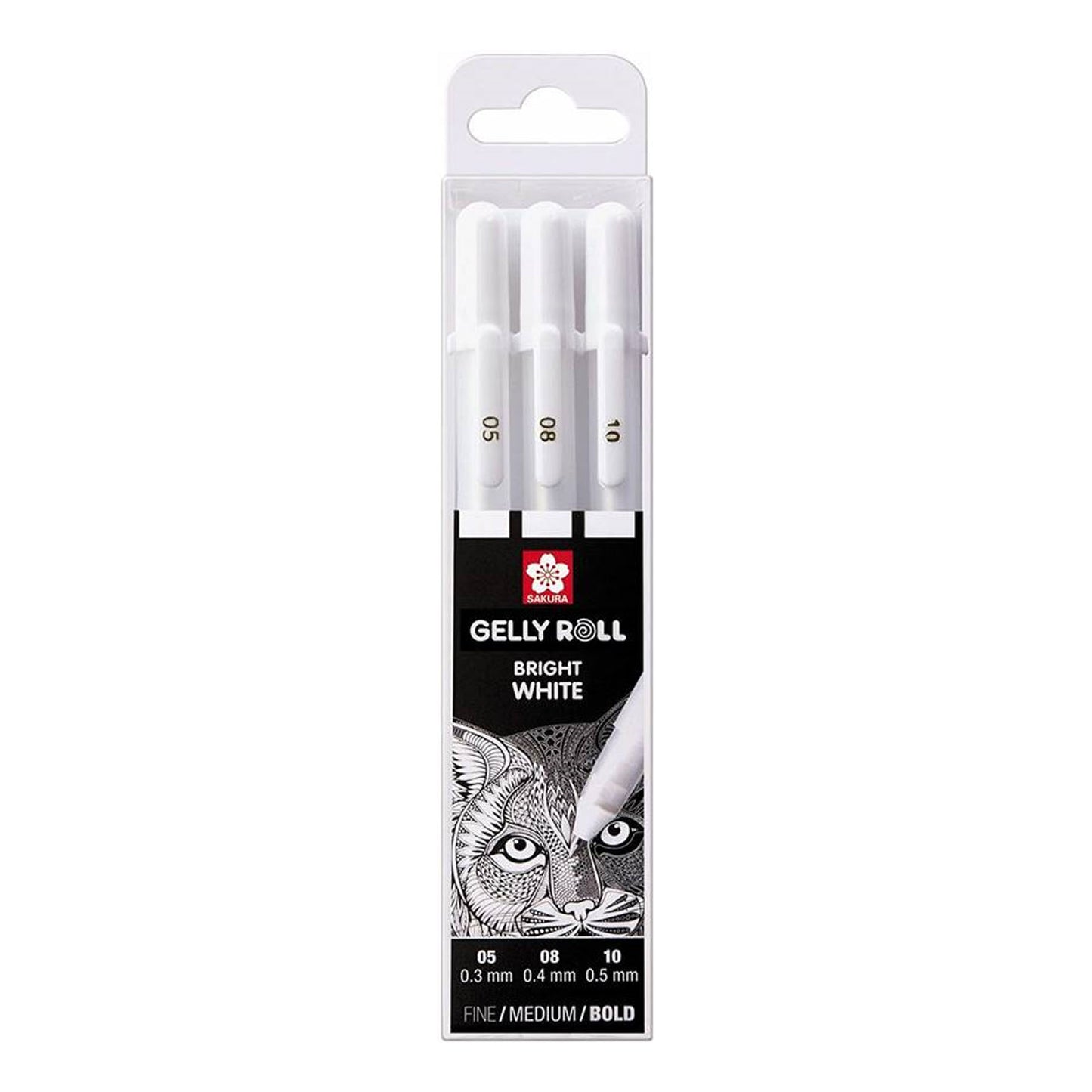 Sakura • gelly roll gelpen 05, 08 10 wit 3stuks