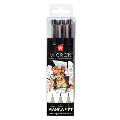 Sakura unieke manga-collectie van 3 pigma micron-pennen zw.